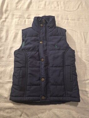 Joules boys size 3 years navy blue insulated vest, zip & snap closure VGUC